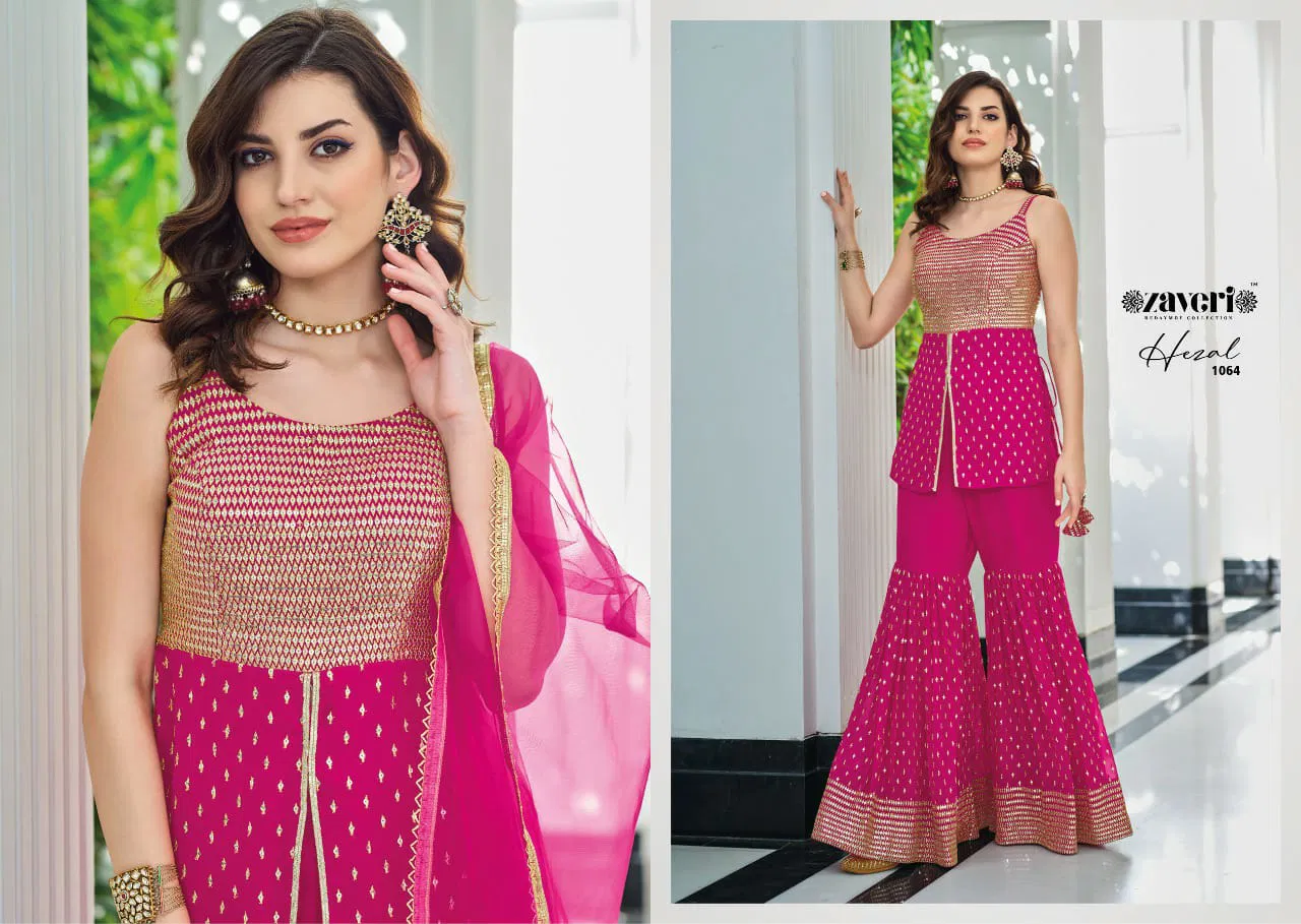 Zaveri Hezal New Heavy Georgette Festive Wear Designer Ready Made Suit Collection